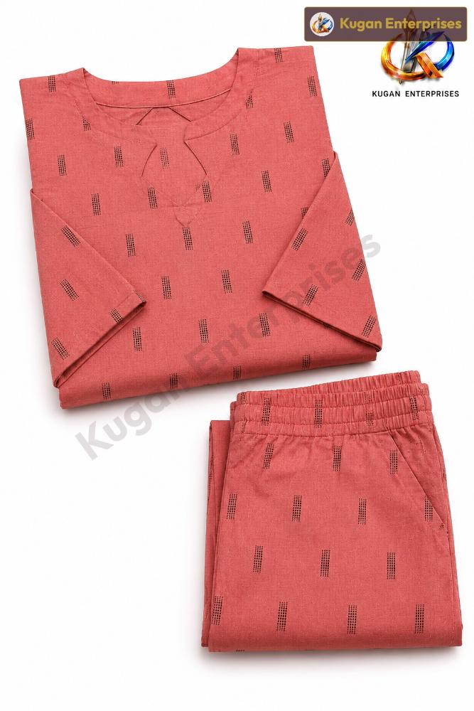 Coral Micro-Geometric Printed Plus-Size Kurta Pant Set