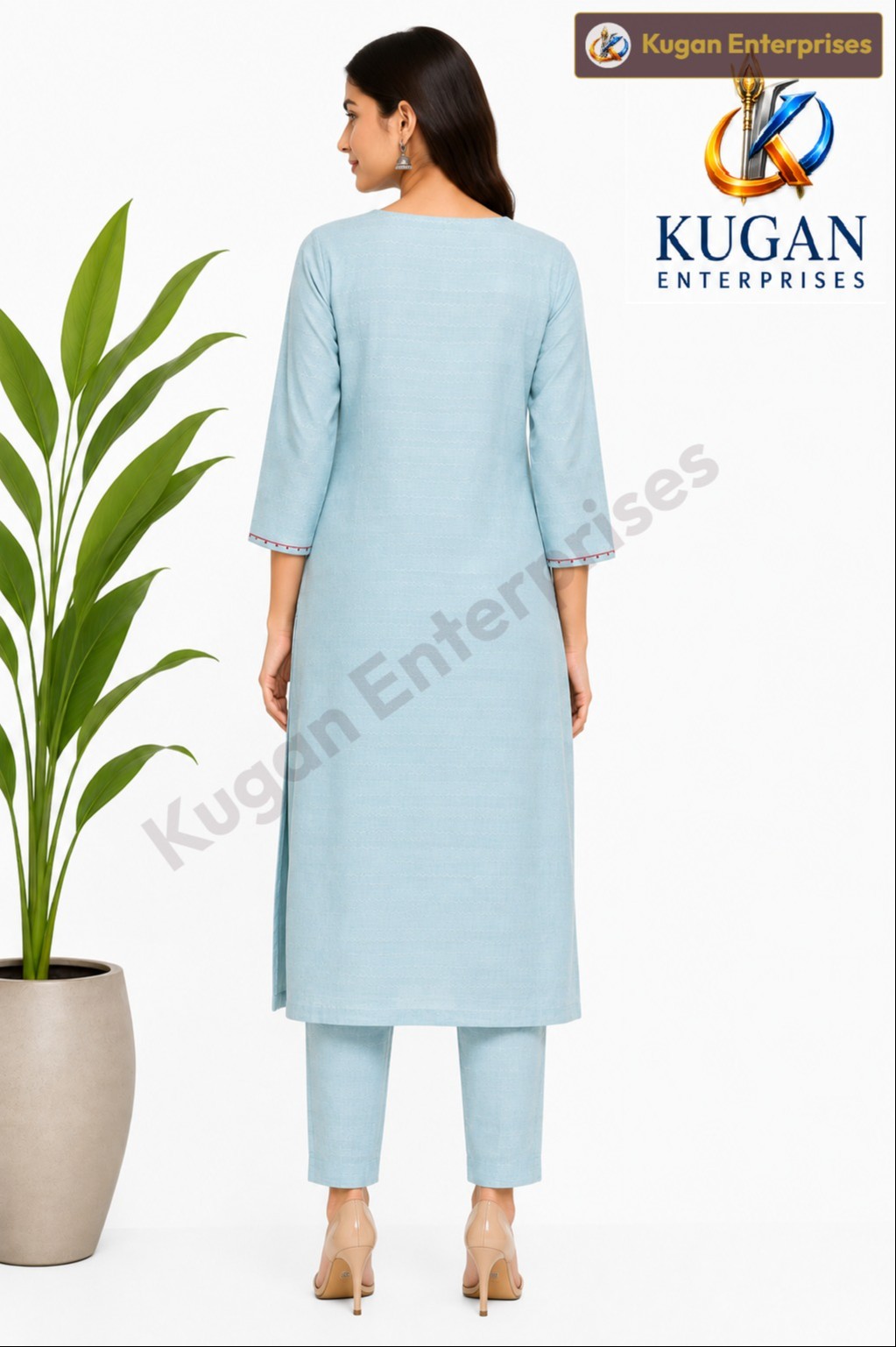 Sky Blue Floral Embroidered Kurta Set