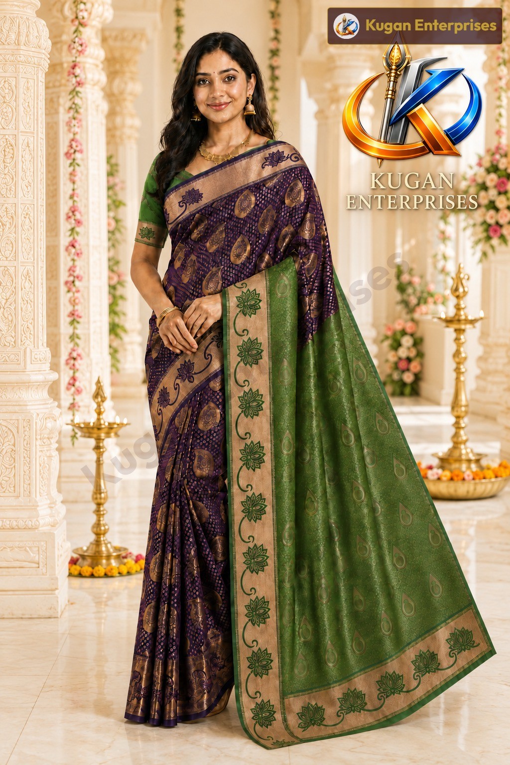 Royal Purple Paisley Zari Saree