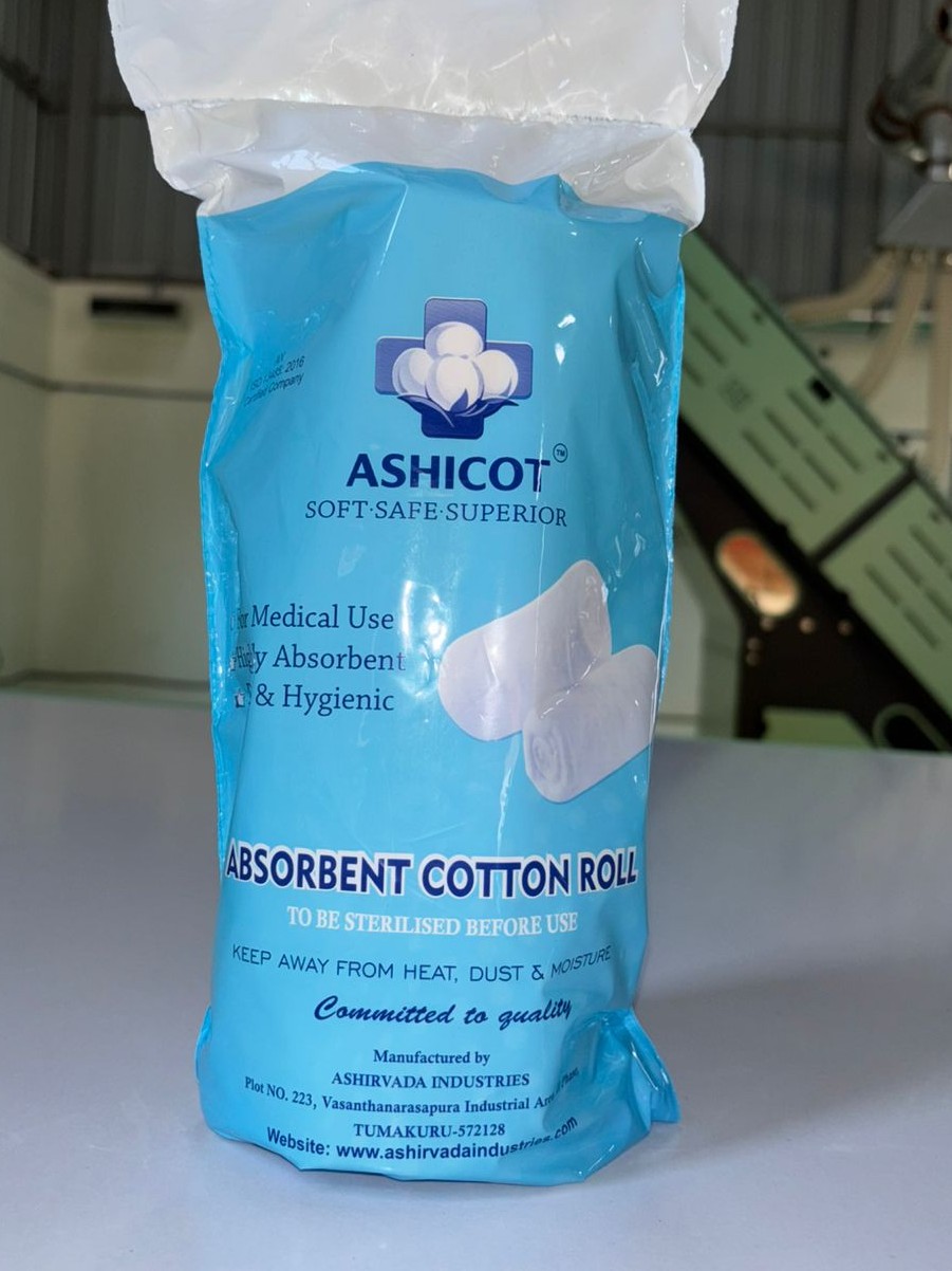 ASHICOT Absorbent Cotton Roll 100gm for Medical Use – 100% Pure, Soft & Non-Sterile for First Aid, Wound Dressing, Baby Cleaning, Clinics