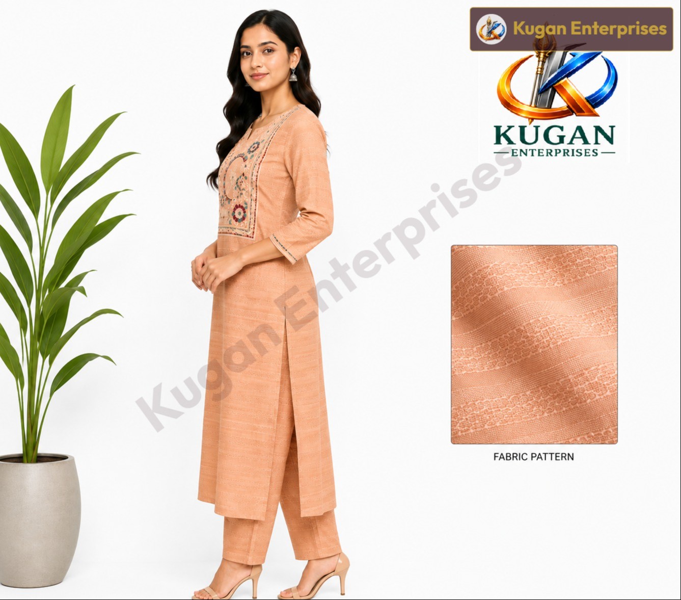 Peach Bloom Embroidered Kurta Set