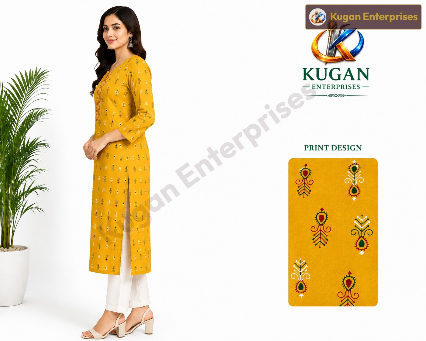 Mustard Yellow Ethnic Printed Kurta