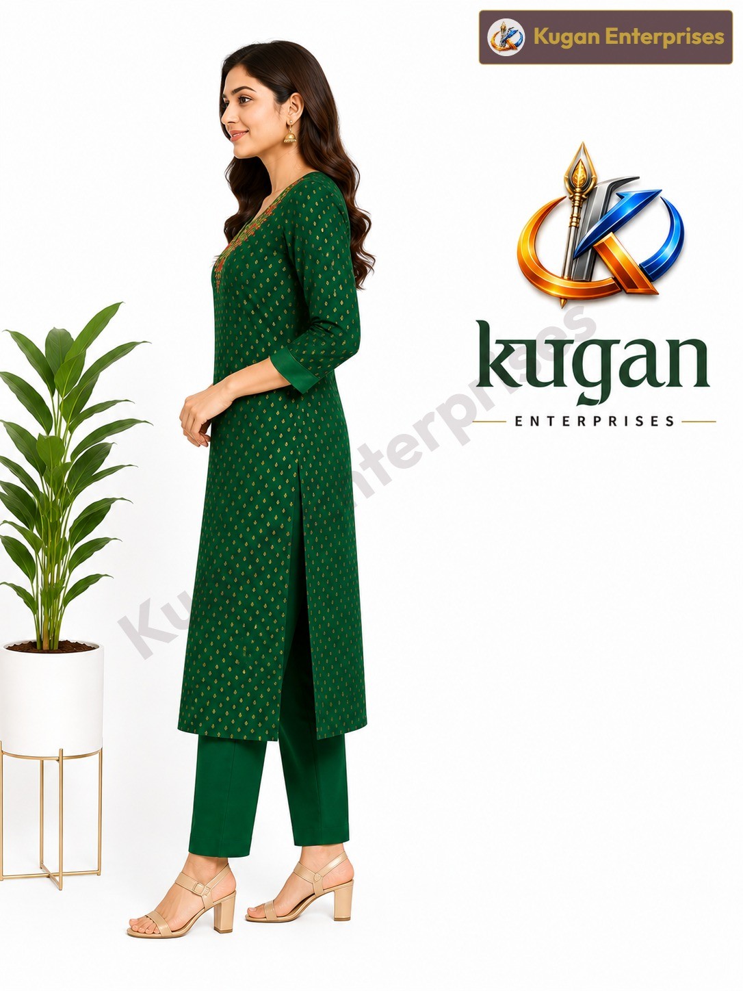 Emerald Green Embroidered Straight Kurta Pant Set