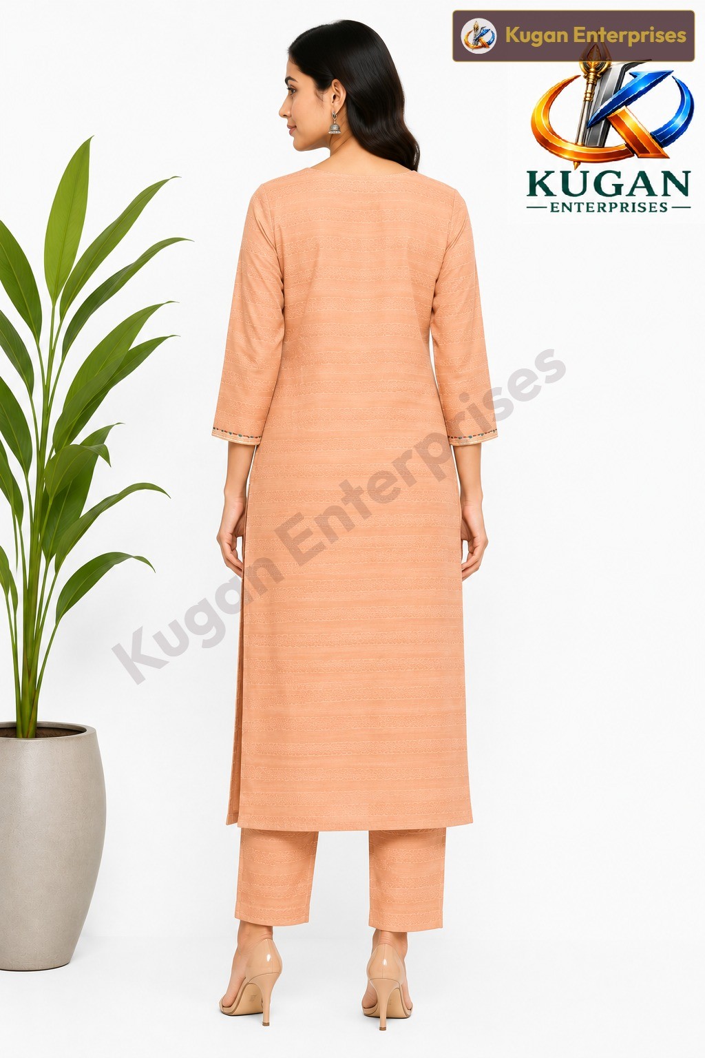 Peach Bloom Embroidered Kurta Set