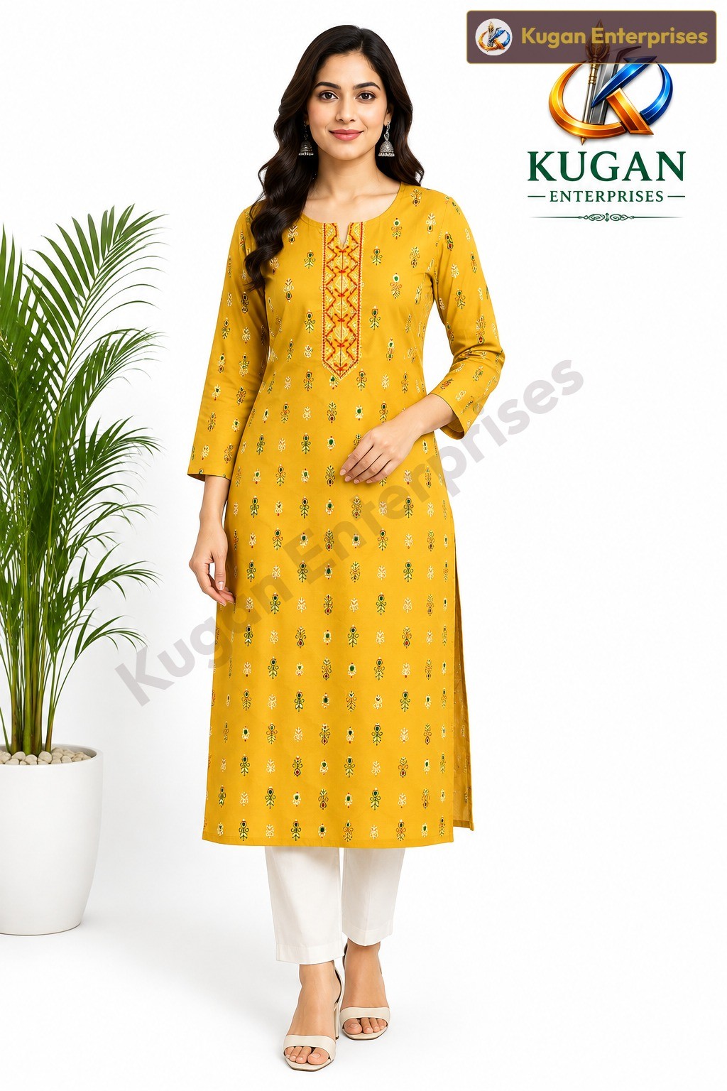 Mustard Yellow Ethnic Printed Kurta